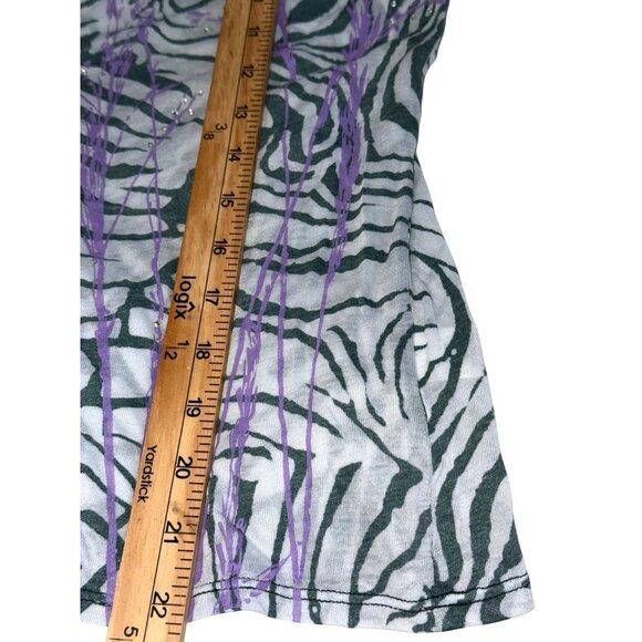 Lovecappella Zebra Print Sleeveless Top With Purple Accents XS - Picture 6 of 6